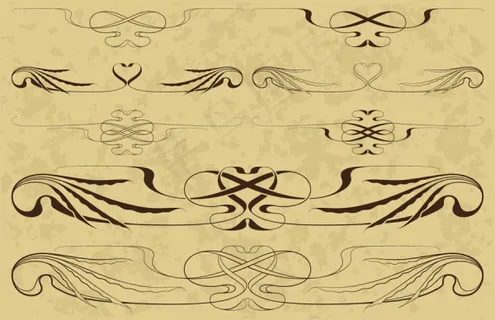 复古线稿花边纹样矢量素材