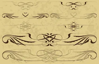 复古线稿花边纹样矢量素材