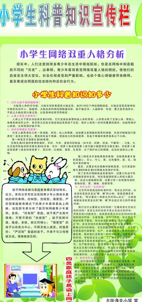 小学生科普知识宣传栏图片cdr矢量模版下载