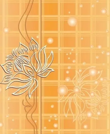 闪烁凡间 荷花 方格 线条 黄底图...cdr矢量模版下载