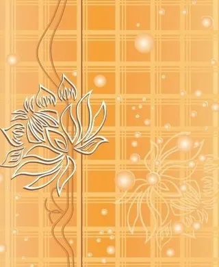 闪烁凡间 荷花 方格 线条 黄底图...