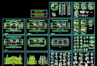 某欧式办公楼施工图CAD图纸免费下...