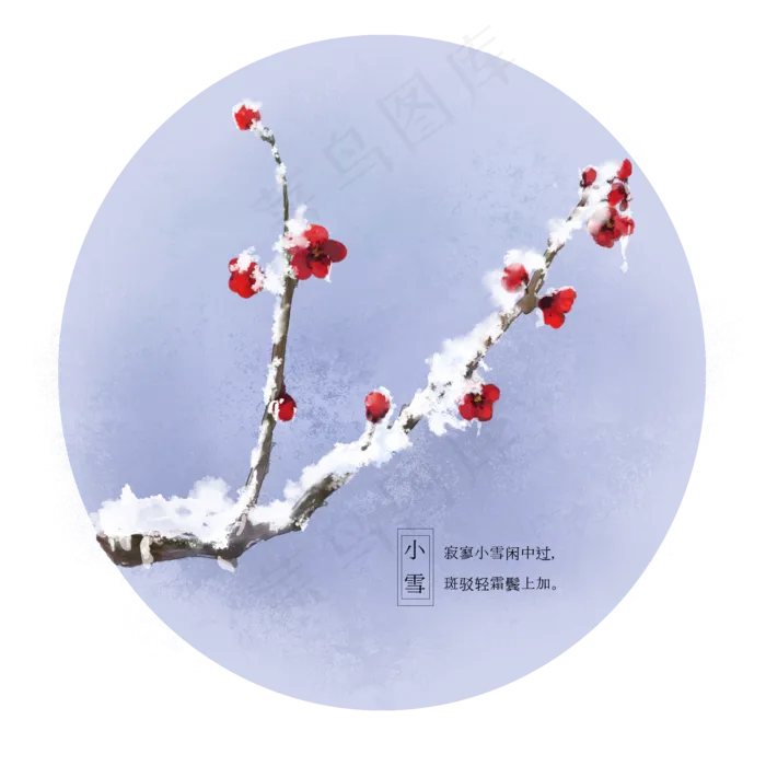 冬季冬天二十四节气小雪雪中梅,免抠元素(2000*2000px 300 dpi )psd模版下载