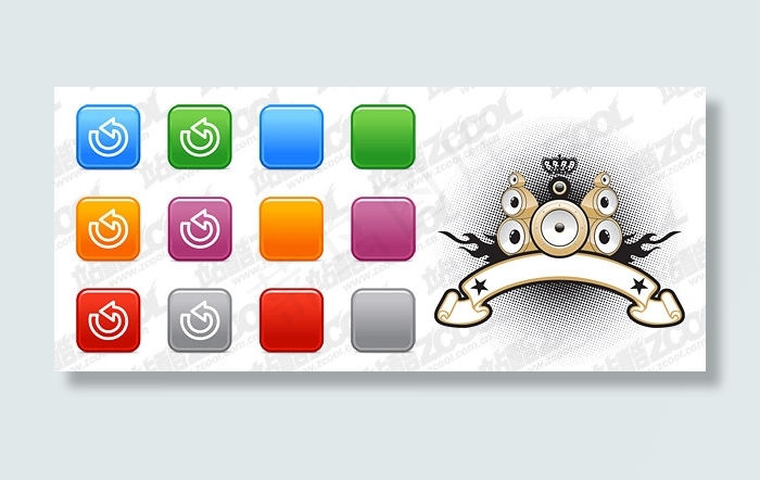 与扬声器元素矢量素材按钮