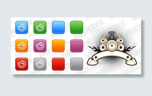 与扬声器元素矢量素材按钮