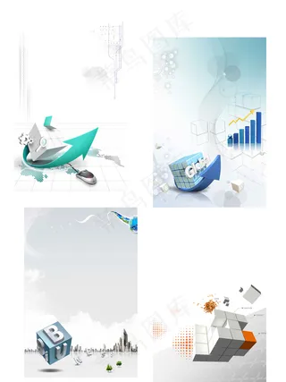 立体网络科技灰色海报背景元素