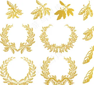 金色橄榄枝矢量素材图片