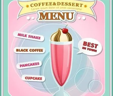 咖啡和甜点的菜单封面矢量