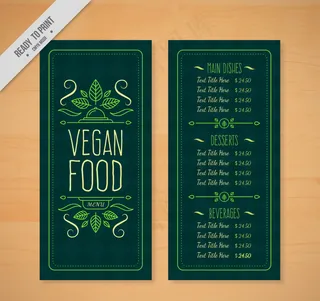 素菜绿色背景菜单设计模版