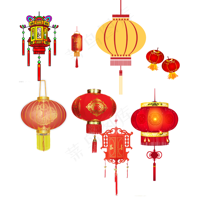 新年喜庆大红灯笼背景插画元素