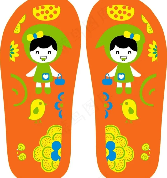 卡通拖鞋童鞋ai矢量模版下载