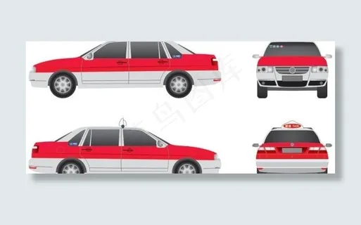 志军上海桑塔纳出租车三视图画法兰红...