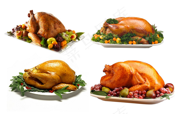 烤鸭火鸡烤鸡PSD美味食品