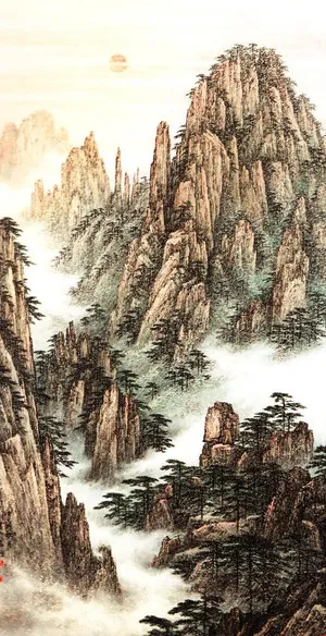 国画黄山图片