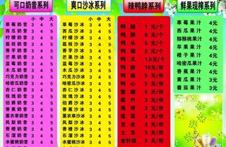 奶茶价格表图片