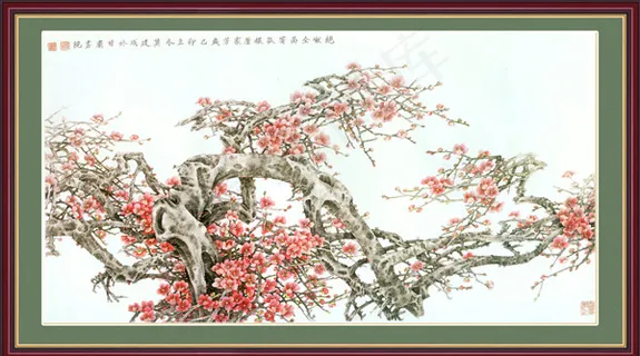 梅花中堂画psd素材