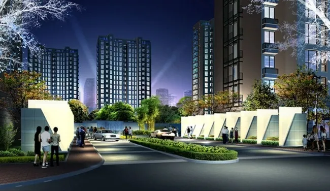 小区大门口景观效果图(4000X2528(DPI:72))psd模版下载
