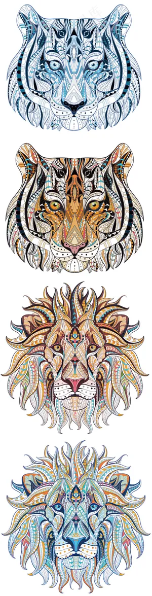 2017欧美复古华丽抽象猛兽老虎狮...