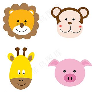 卡通动物头像psd分层图片