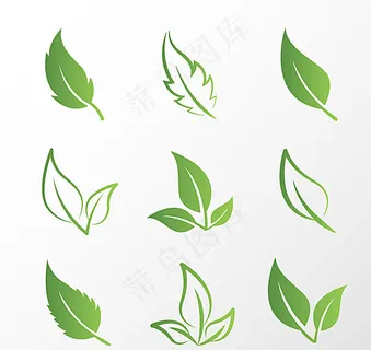 9款创意绿叶设计矢量素材图片