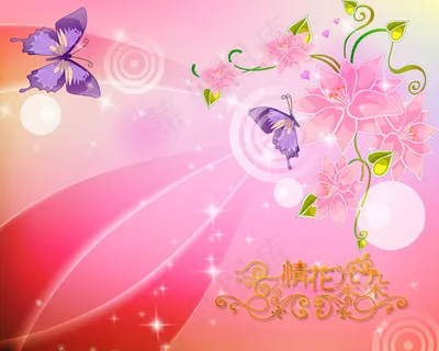 情花朵朵蝶恋花PSD婚纱模板