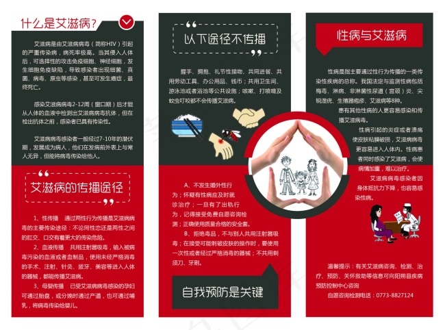 预防艾滋病三折页ai矢量模版下载