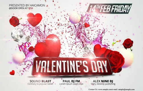 情人节心形海报背景PSD素材