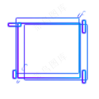 卡通蓝色的边框免抠图