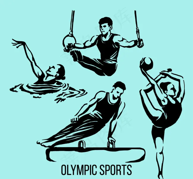 手绘奥运会运动人物ai矢量模版下载
