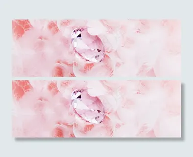 粉色羽毛水晶唯美背景banner　