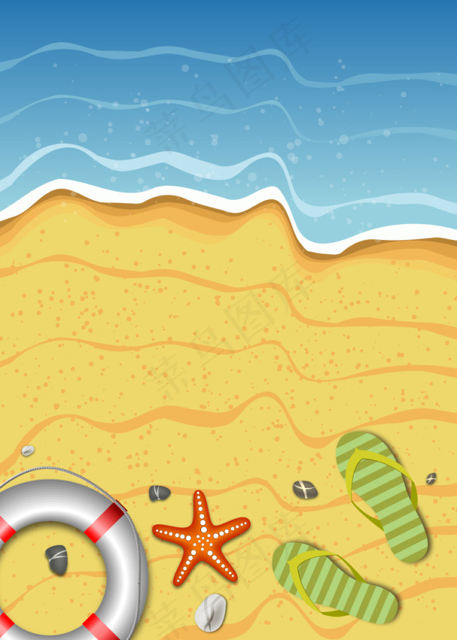 夏季沙滩风景矢量素材