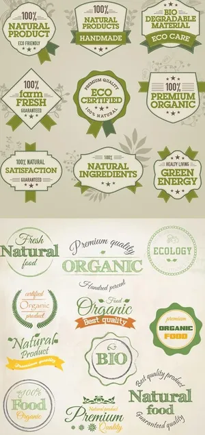 自然绿色标签设计矢量图 AI