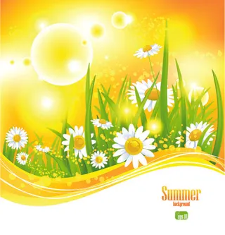 唯美蝴蝶鲜花夏季背景矢量素材