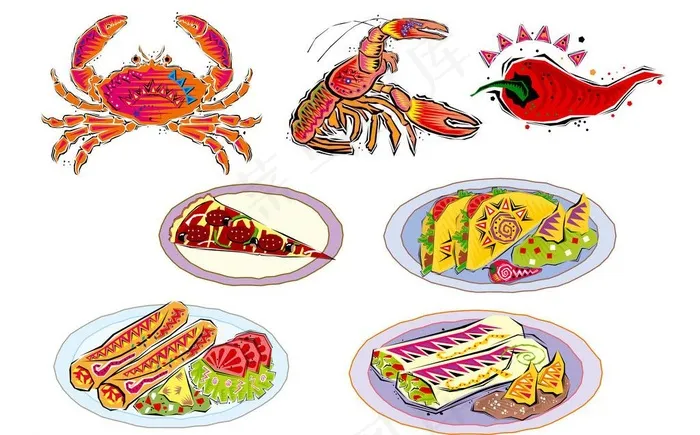 美食插图图片ai矢量模版下载
