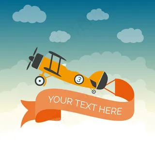 彩色直升飞机与条幅背景矢量素材