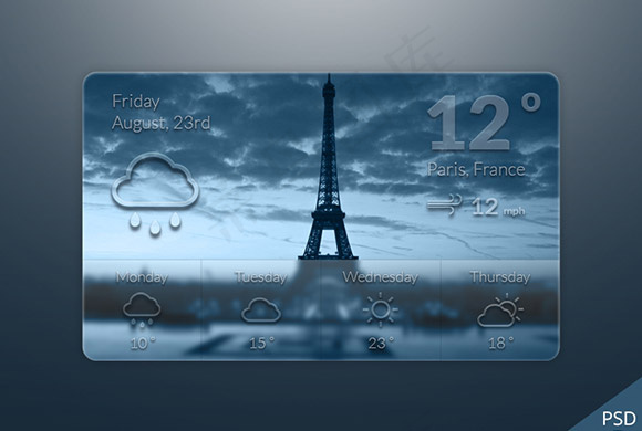 天气UI界面psd模版下载