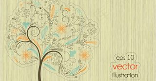 线条树木插画矢量素材