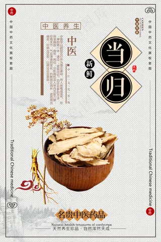 名贵药材宣传文化挂画设计