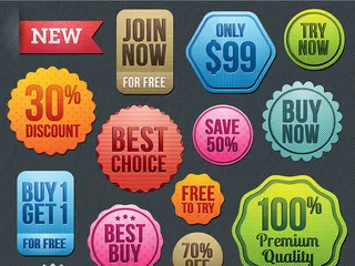 圆形打折促销标贴矢量素材