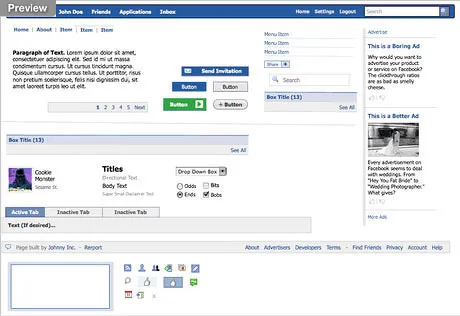 Facebook应用程序UI模板套...ai矢量模版下载