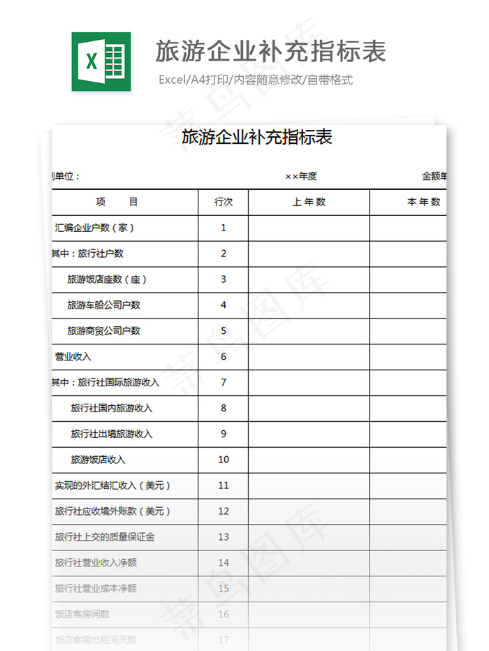 旅游企业补充指标表