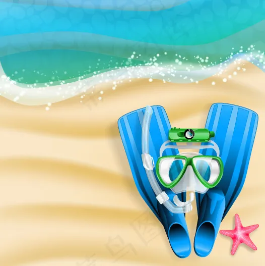 夏日海滩主题素材02-矢量素材