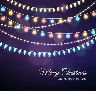 圣诞快乐背景与彩色灯泡