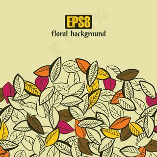 彩色树叶背景矢量图