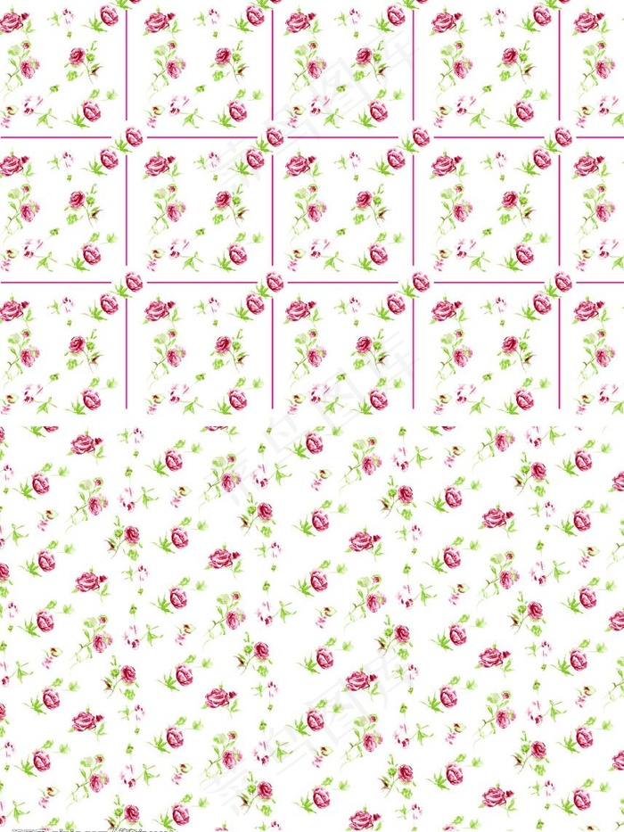 两种分层玫瑰花纹图片(2362X3307(DPI:300))psd模版下载
