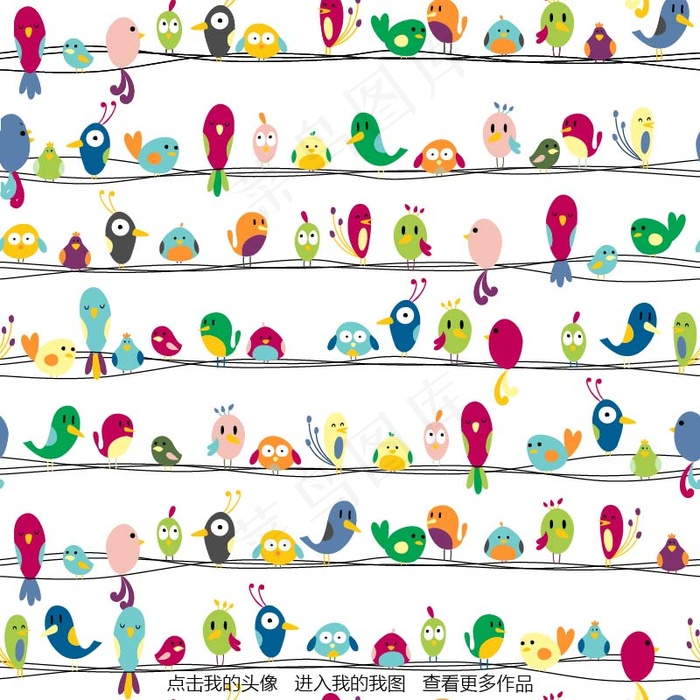 多彩漂亮的手绘小鸟矢量图