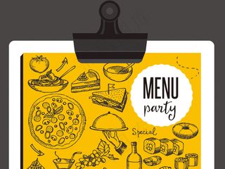 西餐厅流行线描美食手绘EPS矢量素...