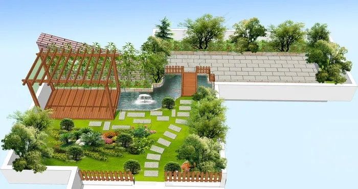 屋顶花园景观图片psd模版下载