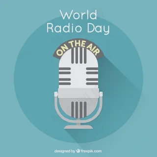 蓝色背景与麦克风世界无线电日