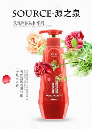 源之泉洗护宣传海报免费下载,春天,玫瑰花